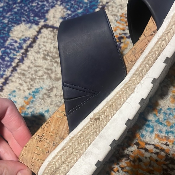 easy street - Maryann Women’s Black Slip-On Wedge Sandals | Size 8W - Picture 10 of 12